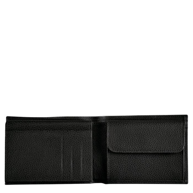 Black Longchamp Le Foulonné Men's Wallets | US-6415WRC