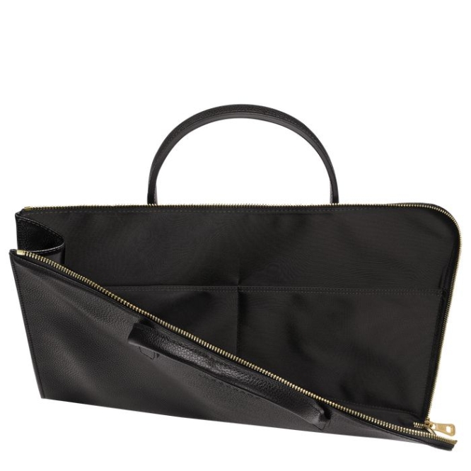 Black Longchamp Le Foulonné S Women's Document Holders | US-0458EAF