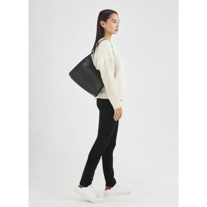 Black Longchamp Le Foulonné Women's Shoulder Bags | US-2416TFZ