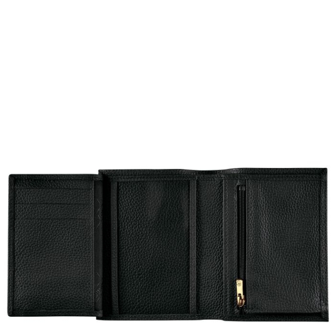 Black Longchamp Le Foulonné Women's Wallets | US-7564ZMI