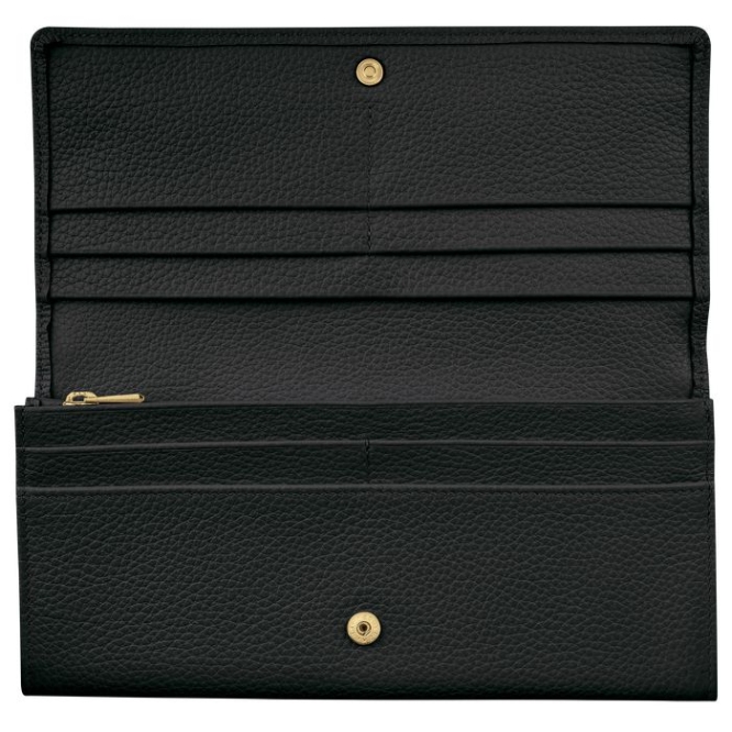 Black Longchamp Le Foulonné Women's Wallets | US-9142CFK