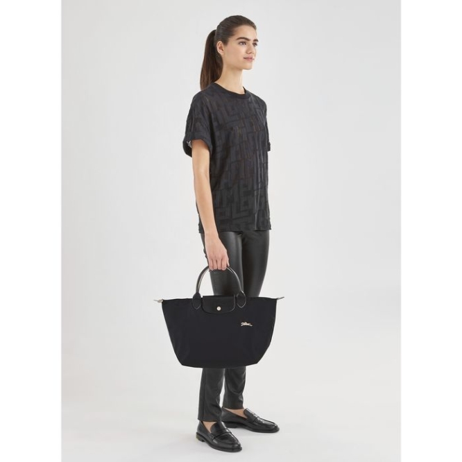 Black Longchamp Le Pliage Club M Women's Top-handle Bags | US-7521RIJ