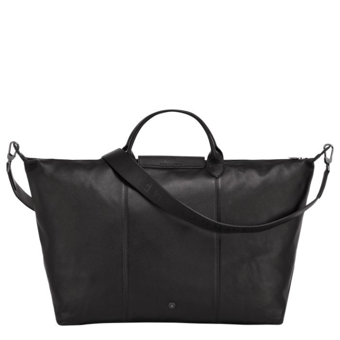 Black Longchamp Le Pliage Cuir L Men's Travel Bags | US-8714DCT