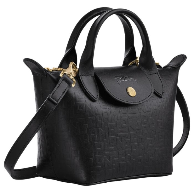 Black Longchamp Le Pliage Cuir Lgp XS Women's Top-handle Bags | US-2106KJE