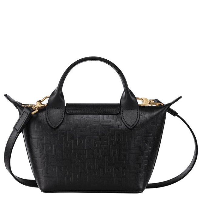 Black Longchamp Le Pliage Cuir Lgp XS Women's Top-handle Bags | US-2106KJE