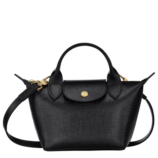 Black Longchamp Le Pliage Cuir Lgp XS Women\'s Top-handle Bags | US-2106KJE