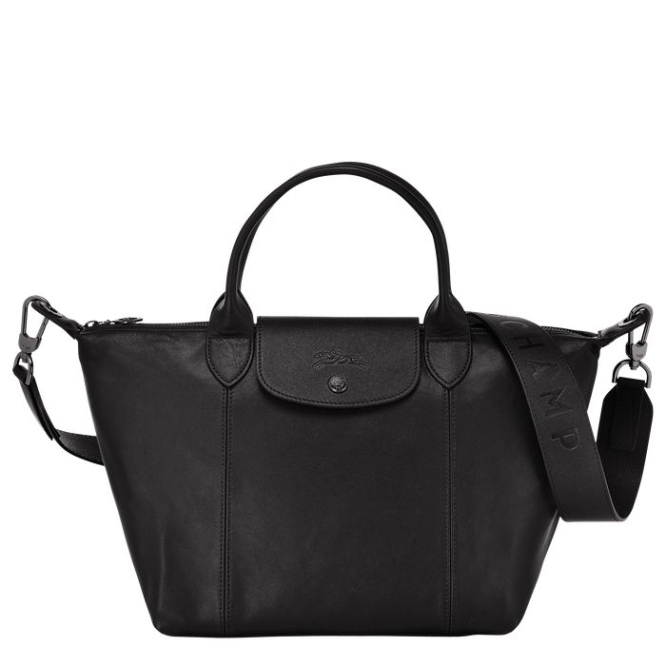 Black Longchamp Le Pliage Cuir S Women\'s Top-handle Bags | US-3521XEO