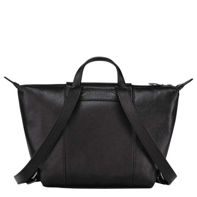 Black Longchamp Le Pliage Cuir Women's Backpacks | US-2395DRS