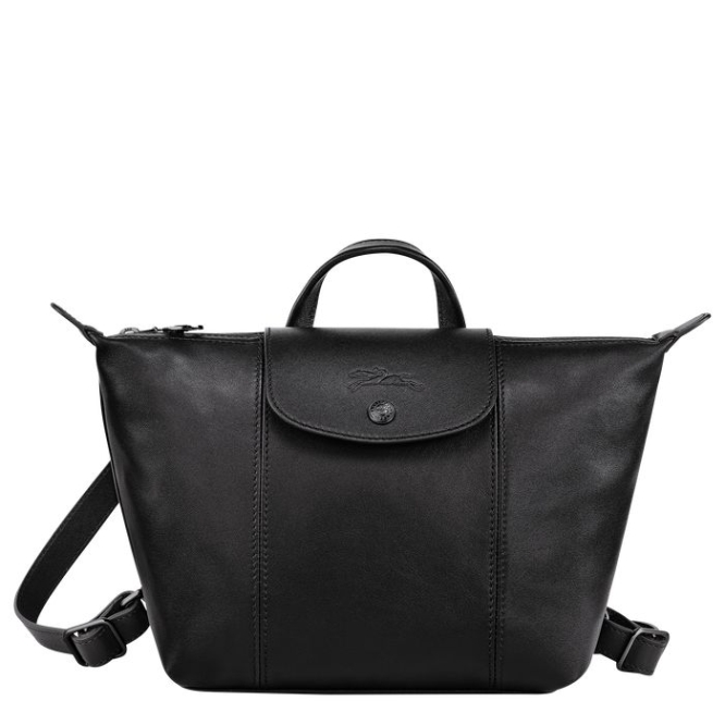 Black Longchamp Le Pliage Cuir Women\'s Backpacks | US-2395DRS