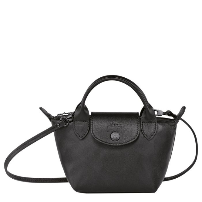 Black Longchamp Le Pliage Cuir Women\'s Crossbody Bags | US-0514LPC