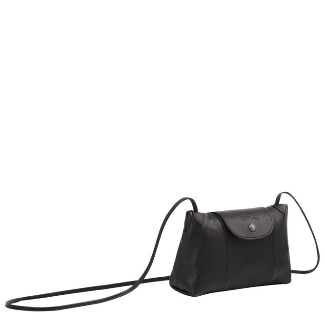 Black Longchamp Le Pliage Cuir Women's Crossbody Bags | US-0816USY