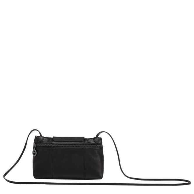 Black Longchamp Le Pliage Cuir Women's Crossbody Bags | US-0816USY