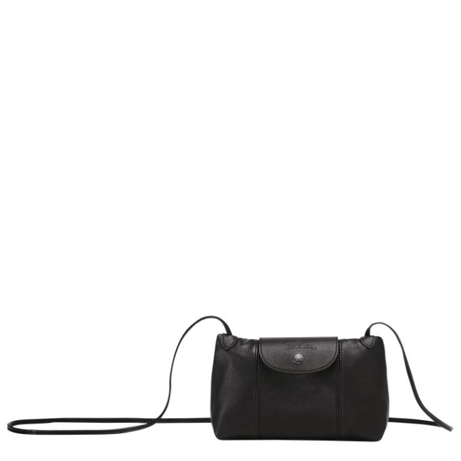 Black Longchamp Le Pliage Cuir Women\'s Crossbody Bags | US-0816USY