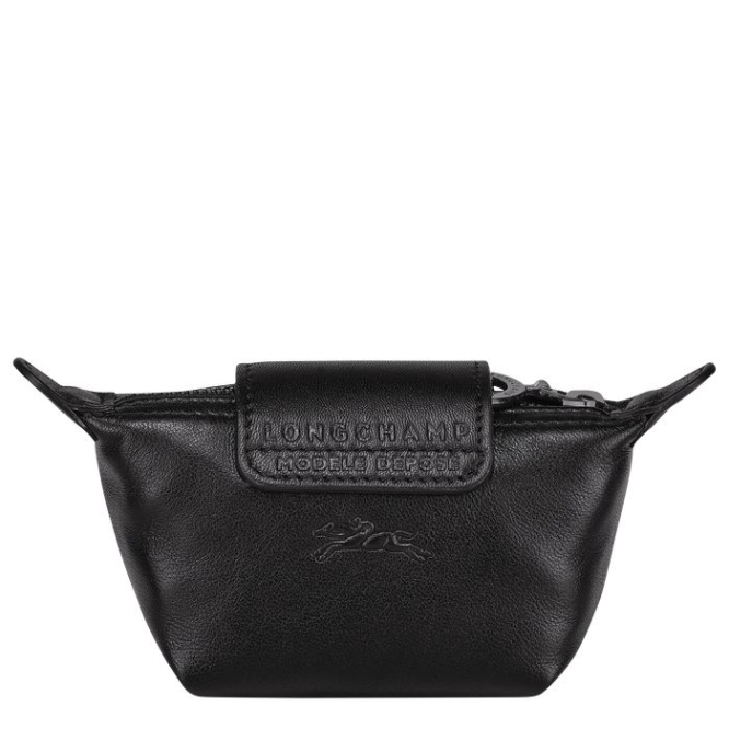 Black Longchamp Le Pliage Cuir Women's Cardholders & Coin Purses | US-3142APM