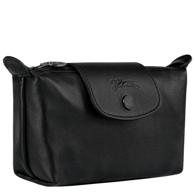 Black Longchamp Le Pliage Cuir Women's Pouches & Cases | US-8061HNX