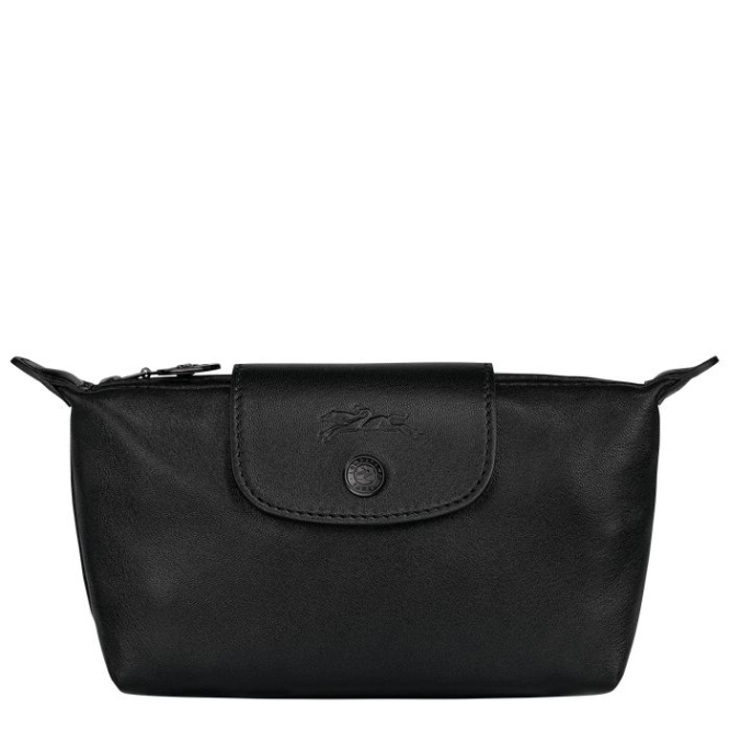 Black Longchamp Le Pliage Cuir Women\'s Pouches & Cases | US-8061HNX