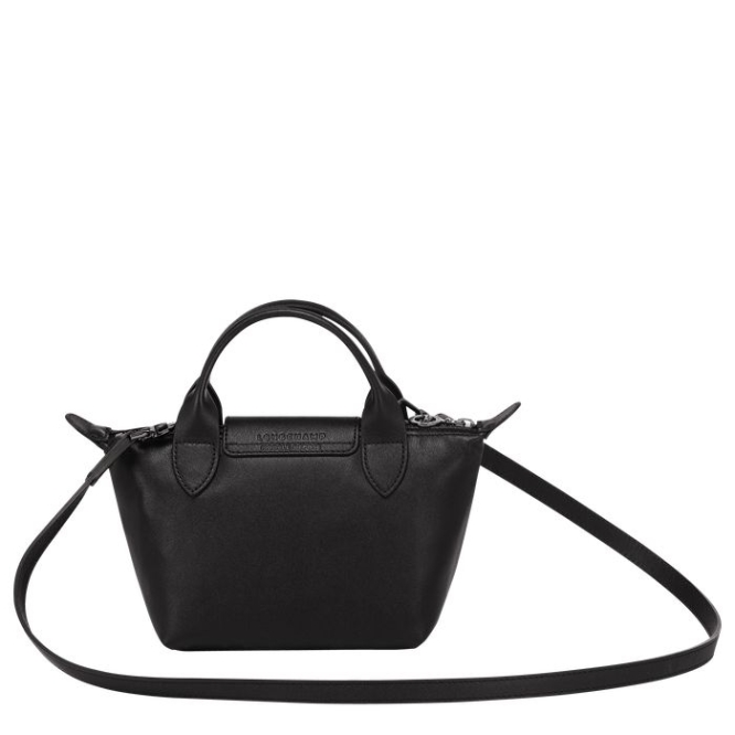 Black Longchamp Le Pliage Cuir XS Women's Top-handle Bags | US-1630MLV