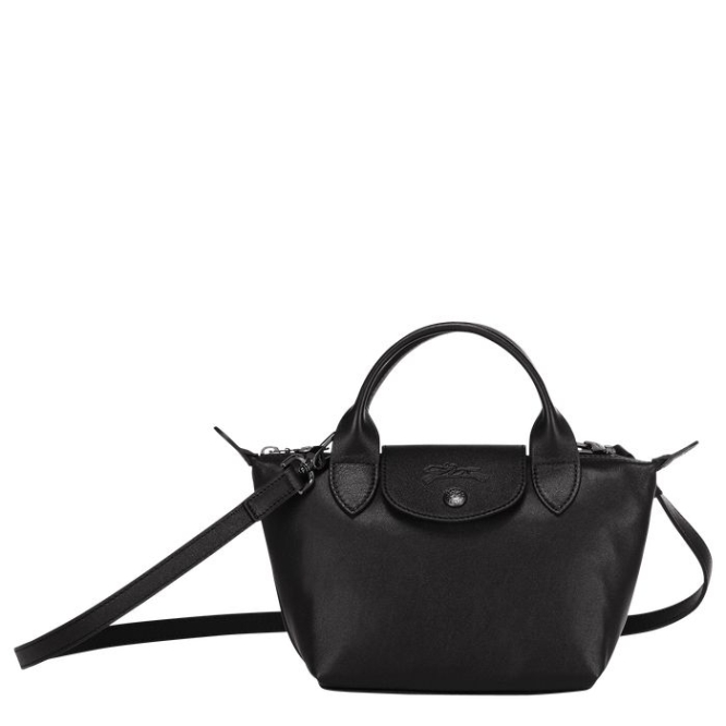 Black Longchamp Le Pliage Cuir XS Women\'s Top-handle Bags | US-1630MLV