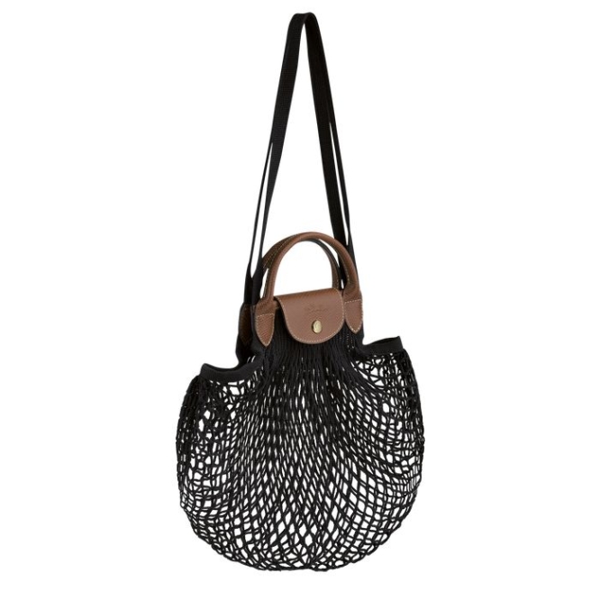 Black Longchamp Le Pliage Filet Women's Shoulder Bags | US-3182QAR