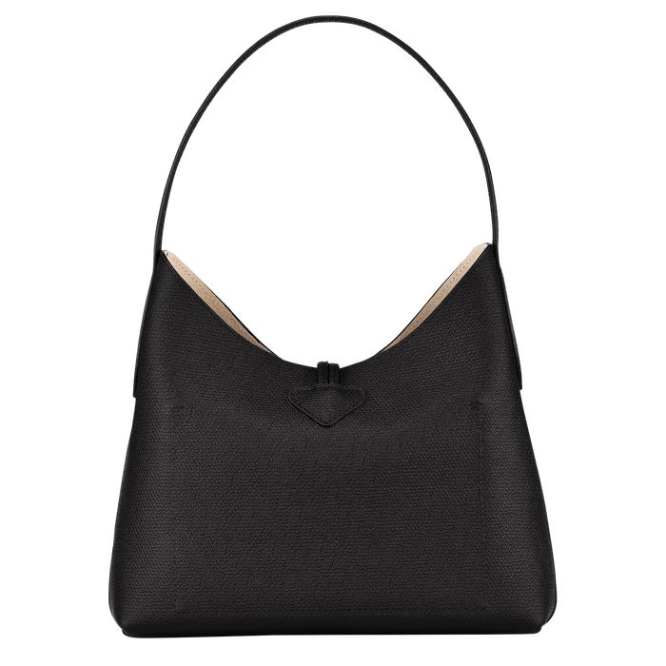 Black Longchamp Roseau M Women's Shoulder Bags | US-7629VIL