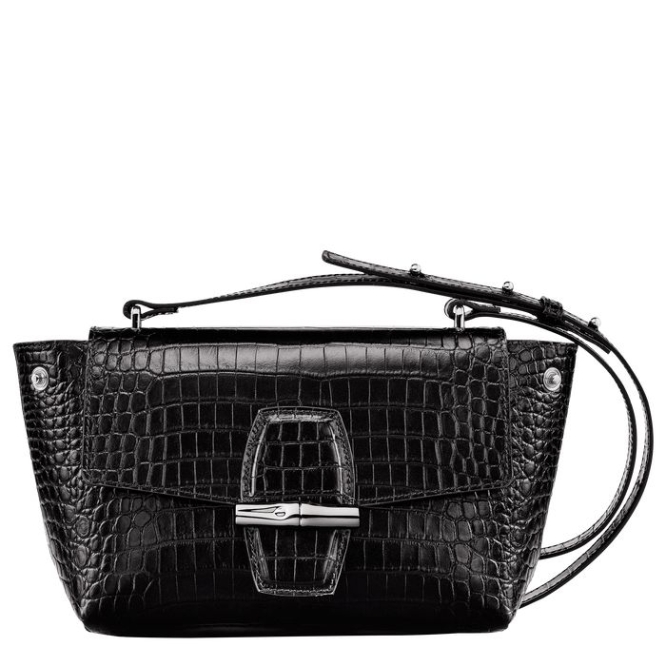 Black Longchamp Roseau S Women's Crossbody Bags | US-1760NCK