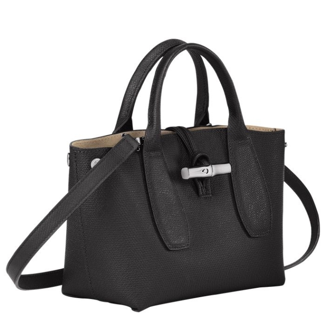 Black Longchamp Roseau S Women's Top-handle Bags | US-6789HJZ