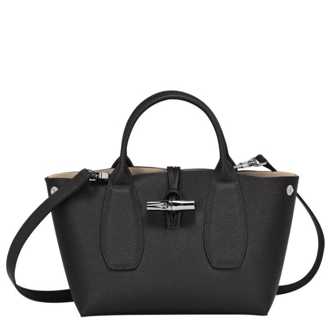 Black Longchamp Roseau S Women\'s Top-handle Bags | US-6789HJZ