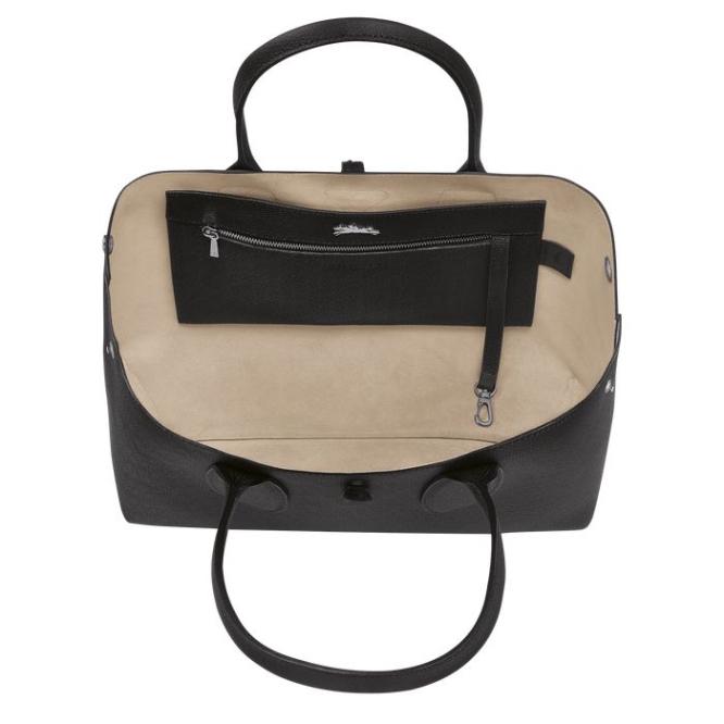 Black Longchamp Roseau Women's Shoulder Bags | US-2714GOX