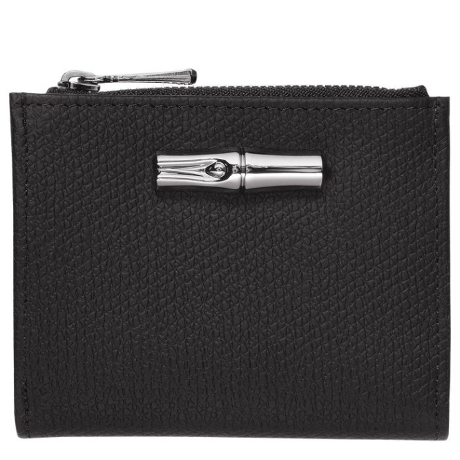 Black Longchamp Roseau Women\'s Wallets | US-1389DPS