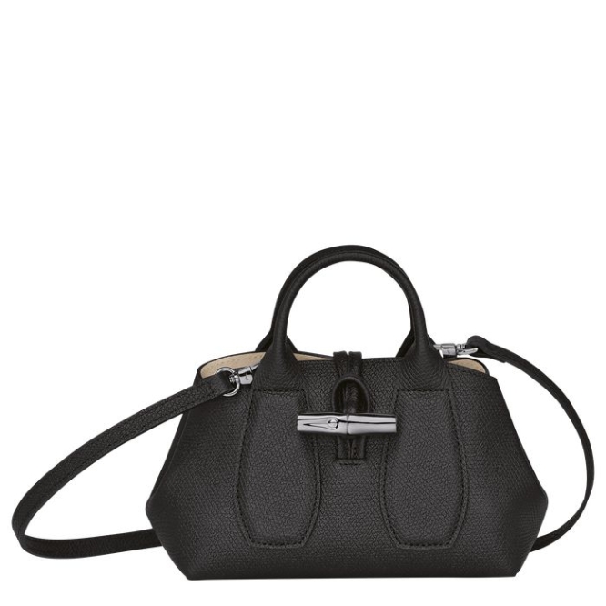 Black Longchamp Roseau XS Women\'s Top-handle Bags | US-0658SXE