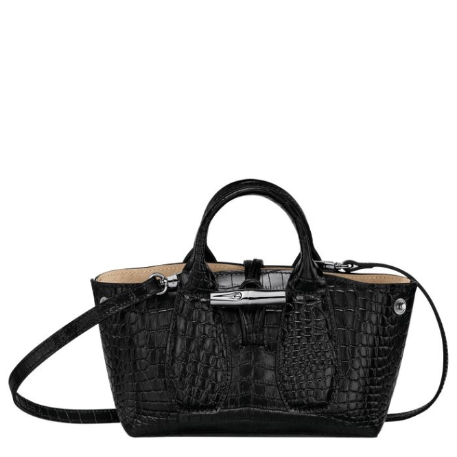 Black Longchamp Roseau XS Women's Top-handle Bags | US-5396SZI