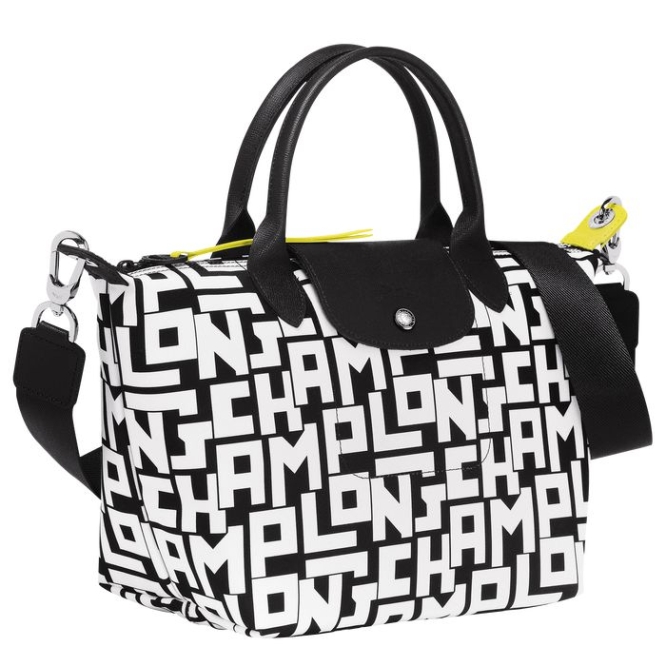 Black White Longchamp Le Pliage Lgp S Women's Top-handle Bags | US-2719OTW