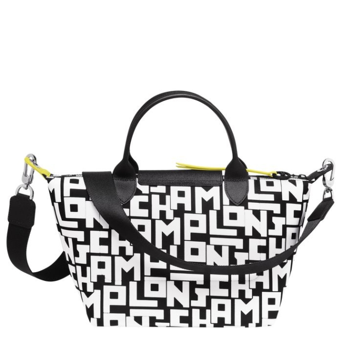 Black White Longchamp Le Pliage Lgp S Women's Top-handle Bags | US-2719OTW