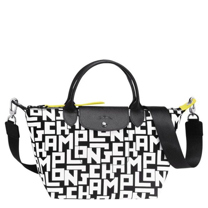 Black White Longchamp Le Pliage Lgp S Women\'s Top-handle Bags | US-2719OTW