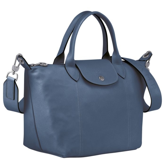 Blue Longchamp Le Pliage Cuir S Women's Top-handle Bags | US-9865XNR