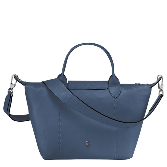 Blue Longchamp Le Pliage Cuir S Women's Top-handle Bags | US-9865XNR