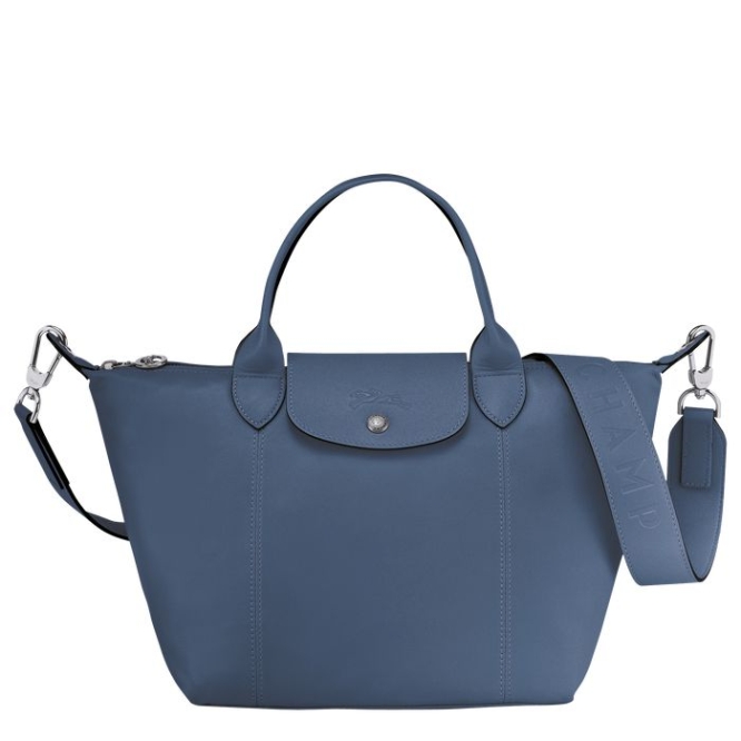 Blue Longchamp Le Pliage Cuir S Women\'s Top-handle Bags | US-9865XNR