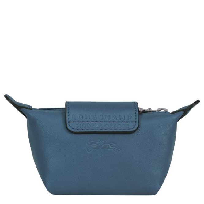 Blue Longchamp Le Pliage Cuir Women's Cardholders & Coin Purses | US-2851EOL