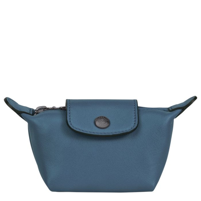 Blue Longchamp Le Pliage Cuir Women\'s Cardholders & Coin Purses | US-2851EOL