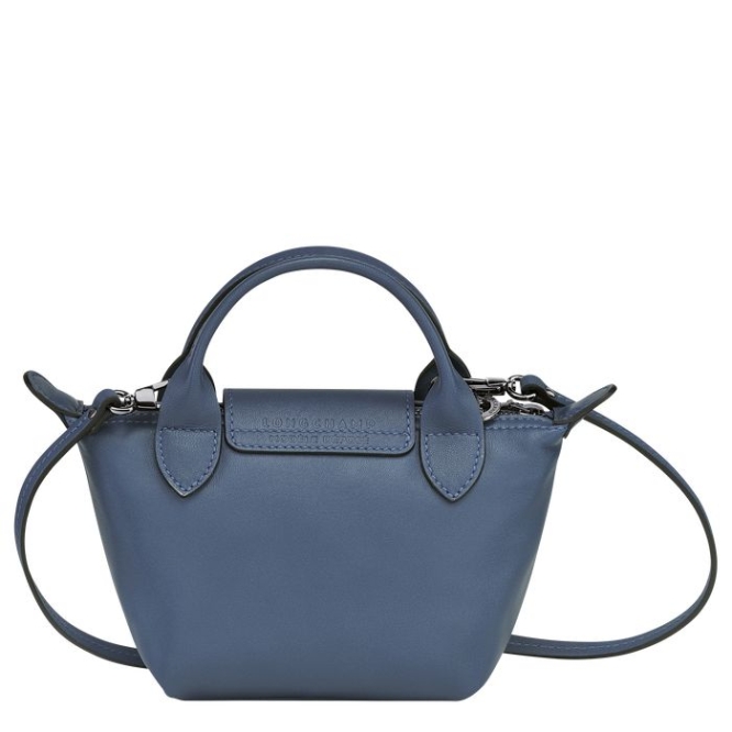 Blue Longchamp Le Pliage Cuir Women's Crossbody Bags | US-0126TLM