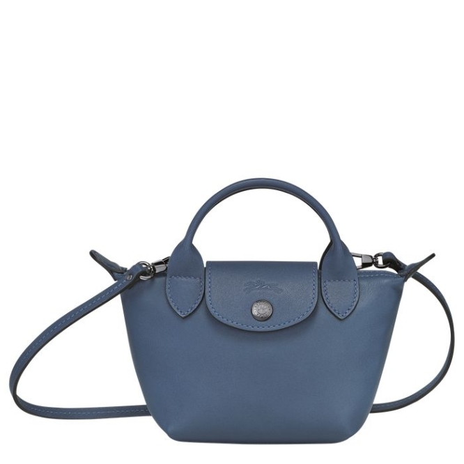 Blue Longchamp Le Pliage Cuir Women\'s Crossbody Bags | US-0126TLM