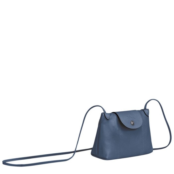 Blue Longchamp Le Pliage Cuir Women's Crossbody Bags | US-7621WZF