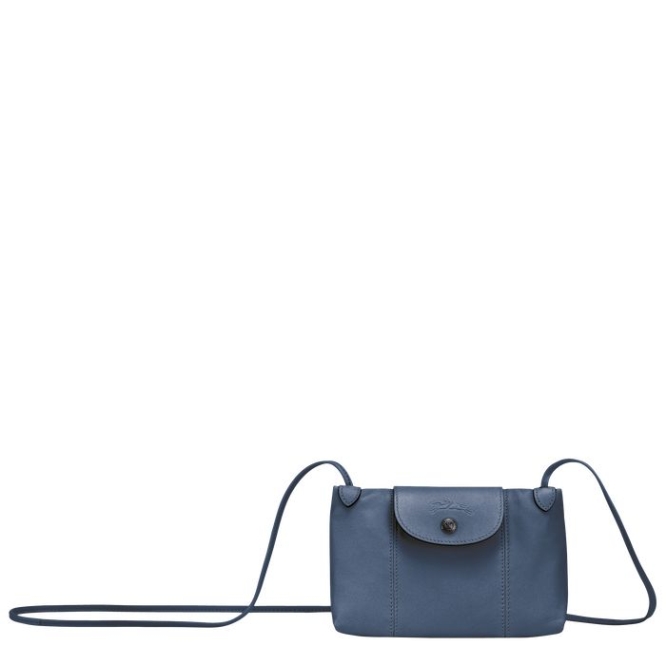 Blue Longchamp Le Pliage Cuir Women\'s Crossbody Bags | US-7621WZF