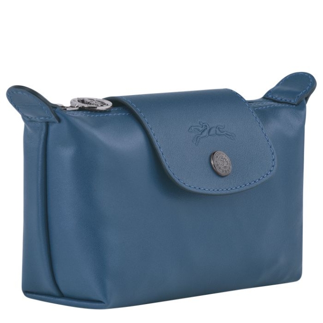 Blue Longchamp Le Pliage Cuir Women's Pouches & Cases | US-3254FJO