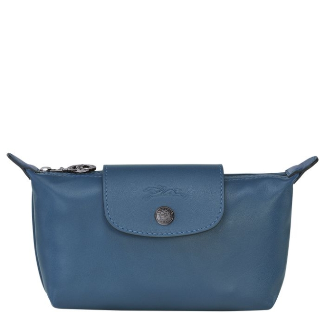 Blue Longchamp Le Pliage Cuir Women\'s Pouches & Cases | US-3254FJO