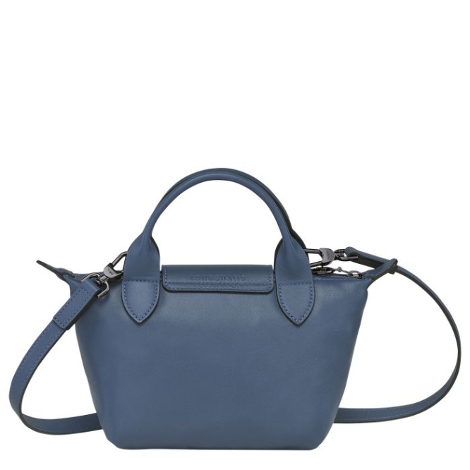 Blue Longchamp Le Pliage Cuir XS Women's Top-handle Bags | US-6982DSK