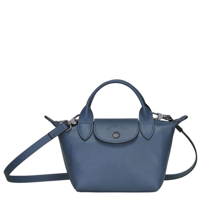 Blue Longchamp Le Pliage Cuir XS Women\'s Top-handle Bags | US-6982DSK