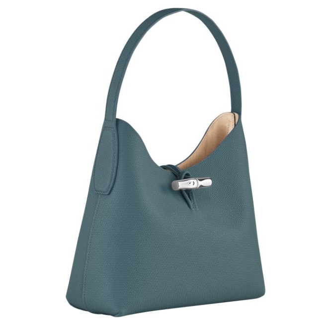 Blue Longchamp Roseau M Women's Shoulder Bags | US-7865SWN