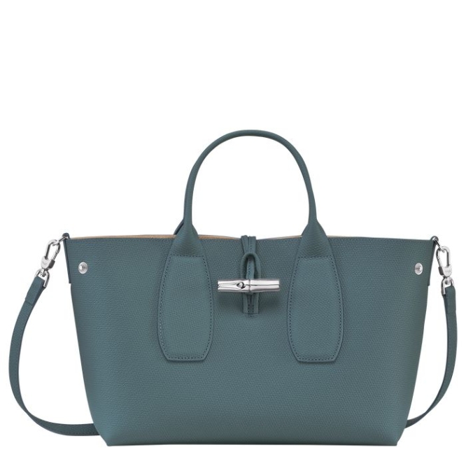 Blue Longchamp Roseau M Women's Top-handle Bags | US-2608NWI