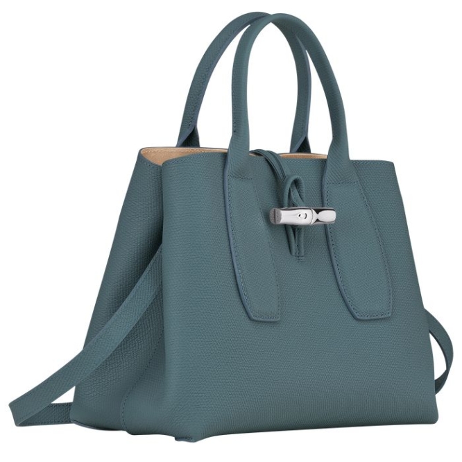 Blue Longchamp Roseau M Women's Top-handle Bags | US-2608NWI